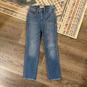 Madewell Stovepipe Jeans | Medium Wash Stretchy Straight Leg Full Length Jeans